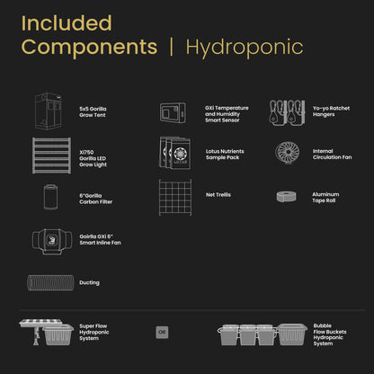 5x5 Grow Tent Kit Pro - Hydroponic with X750